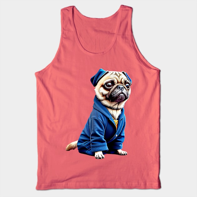 Cute Pug Wizard in Robe - Adorable Pug Dressed up as Wizard Costume Tank Top by fur-niche